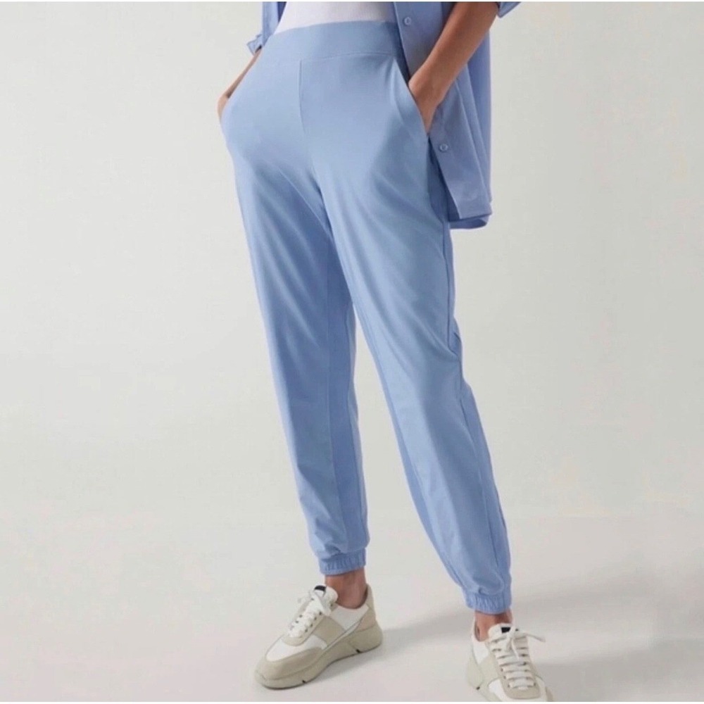 Athleta Womens Size 16T Brooklyn Lined Joggers Heron Blue Featherweight Stretch